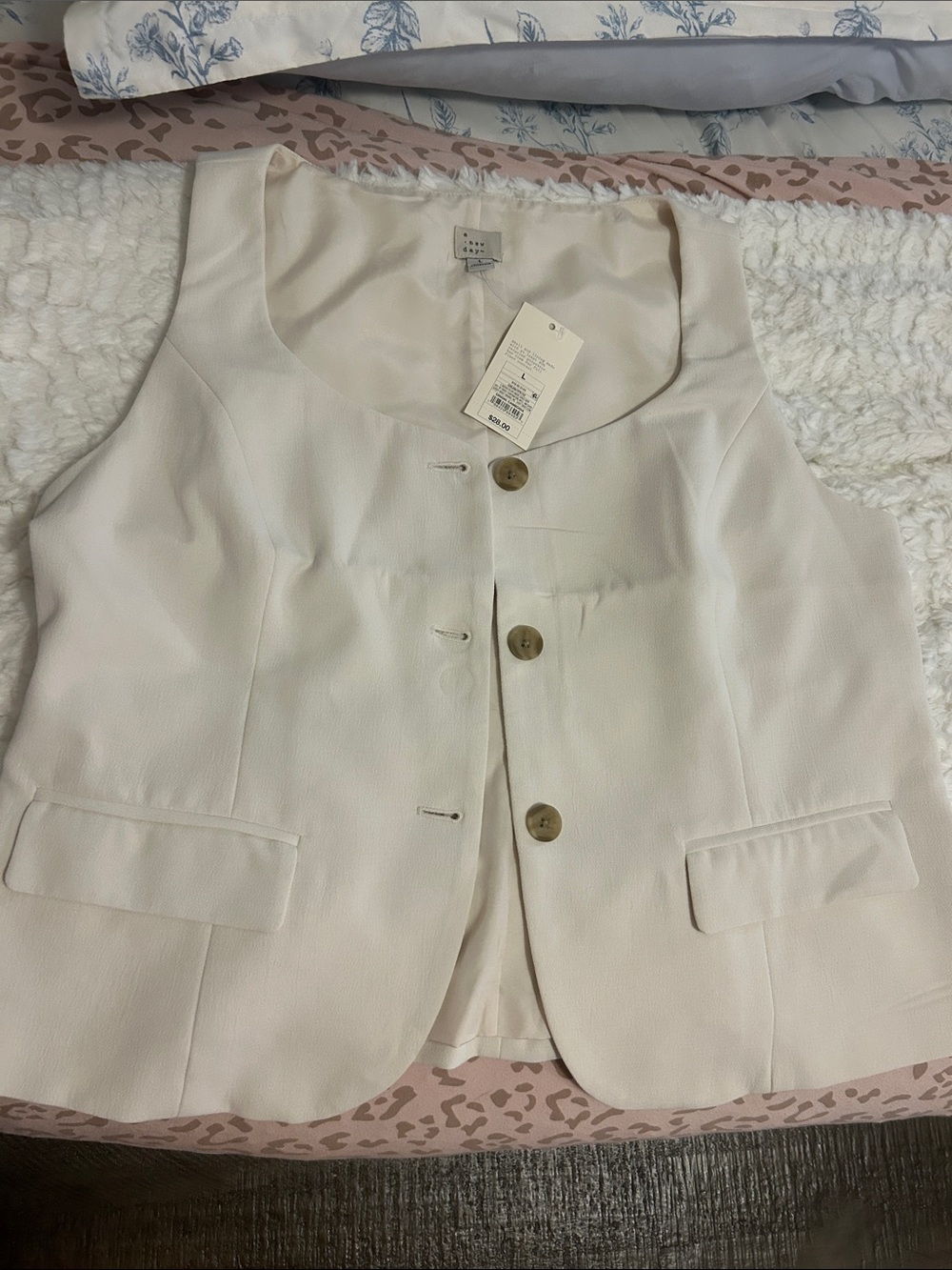 a new day Ivory Sleeveless Button Front Vest
